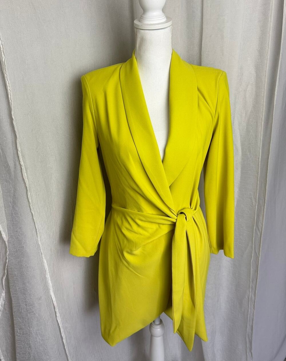 Zara Lime Green Wrap Blazer Dress Women’s XS Statement Mini